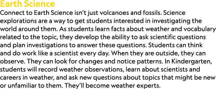 Earth Science Connect to Earth Science isn’t just volcanoes and fossils. Science explorations are a way to get studen...