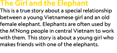 The Girl and the Elephant This is a true story about a special relationship between a young Vietnamese girl and an ol...