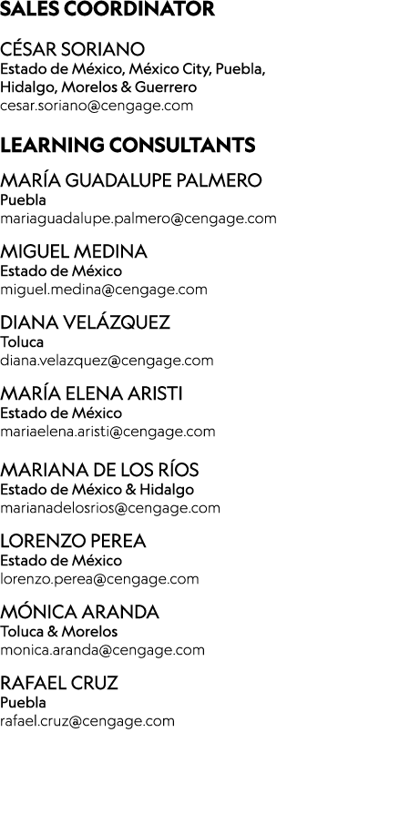 ﻿SALES COORDINATOR C SAR SORIANO Estado de M xico, M xico City, Puebla, Hidalgo, Morelos & Guerrero cesar.soriano@cen...