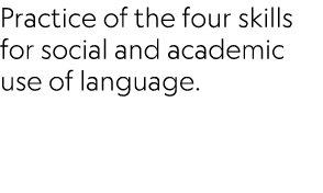 Practice of the four skills for social and academic use of language.