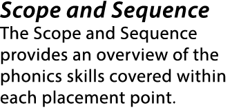 Scope and Sequence The Scope and Sequence provides an overview of the phonics skills covered within each placement po...
