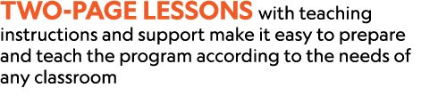 Two page lessons with teaching instructions and support make it easy to prepare and teach the program according to th...