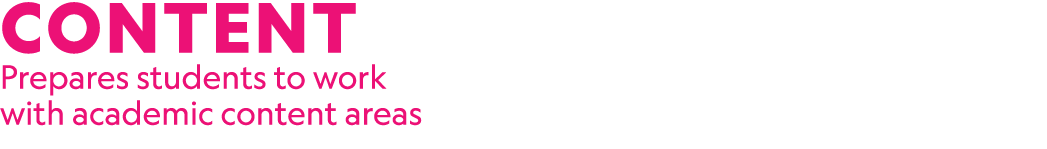 CONTENT Prepares students to work with academic content areas