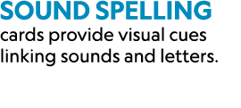 Sound Spelling cards provide visual cues linking sounds and letters.​